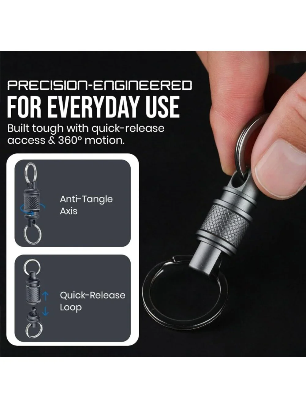 Durable Quick Release Keychain Swivel 2-Pack with Heavy Duty Stainless Steel